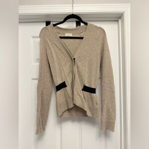 Dries Van Noten Beige/Black Color Block Wool Cardigan in size XS